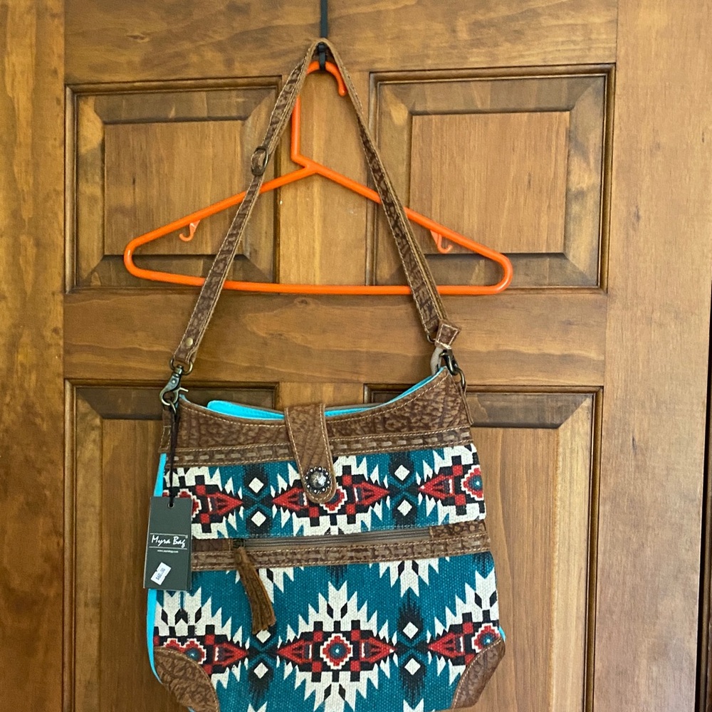 NWT Myra Bag Brown and Teal Patterned Women's Bag
